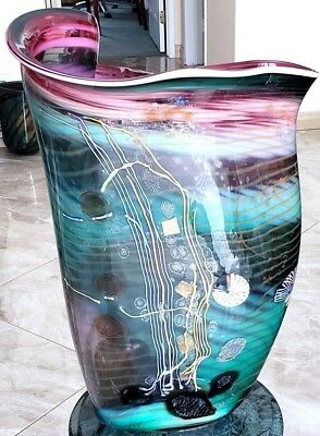 22' TALL ! James NOWAK / Chris HAWTHORNE ART GLASS VESSEL - Signed