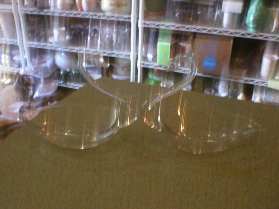 2 Vintage Clear Glass-Blown 