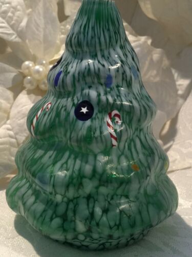 Glass Eye Studio Oil Lamp Burner Candle Christmas Tree Art Glass Murrini W/ Wick