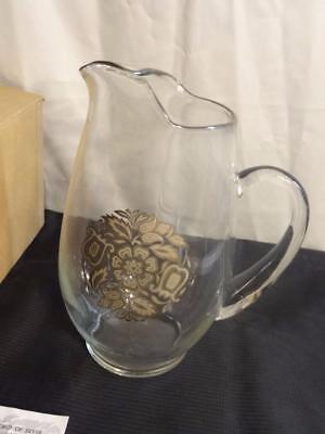Mid Century Georges Briard Sterling Silver Ornamented Glass Pitcher - 4047