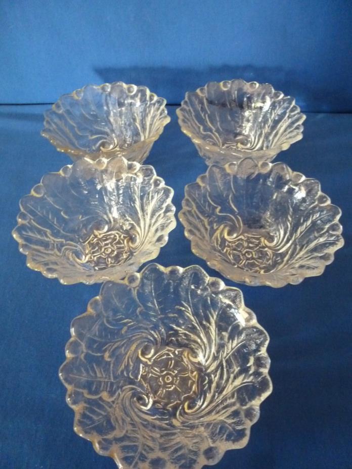 Vintage Indiana Glass Clear Wild Rose Berry Bowls, About 2 1/4