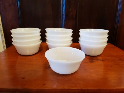 13 Vtg White Milk Glass Glasbake Custard Dessert Bowls Cups, NEVER USED!