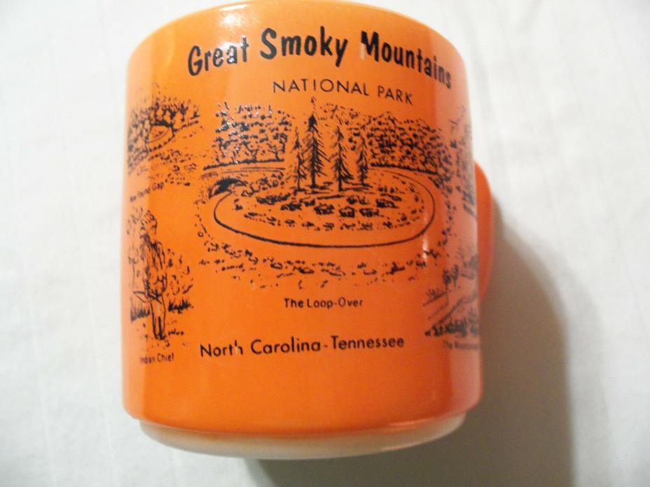 Vintage Great Smoky Mountains National Park Federal Milk Glass Coffee Cup North