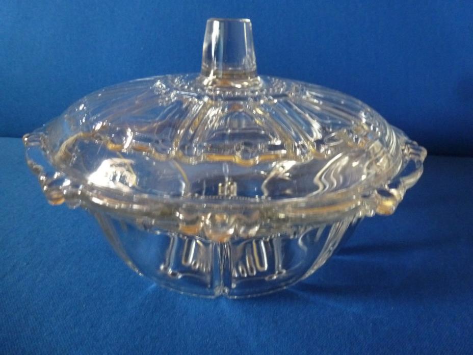 Vintage Kig Indonesia Clear Glass  Covered Candy Dish