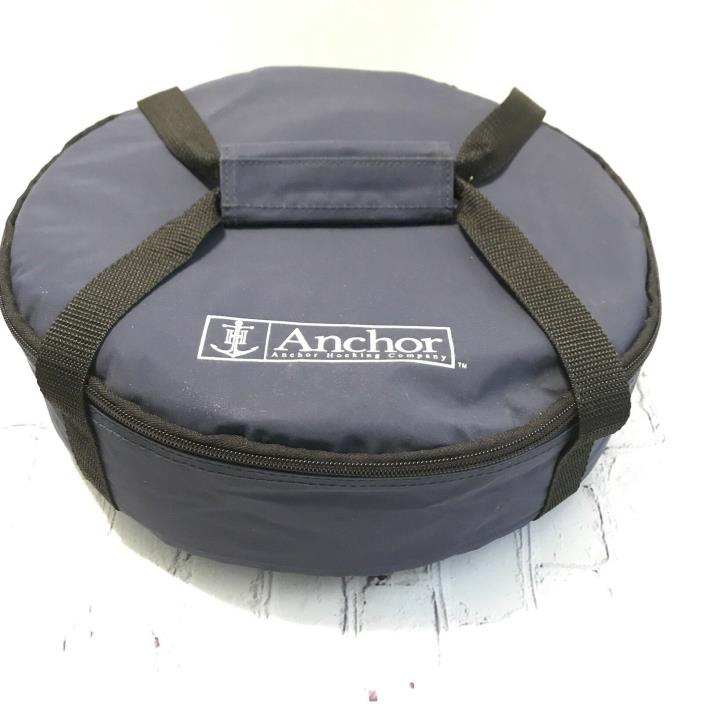 Anchor Hocking 2 Quart Casserole Dish with Insulated Carry Bag Tote Navy Blue