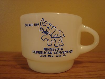 Rare 1974 Fire King Minnesota Republican Convention Elephant Advertising Mug
