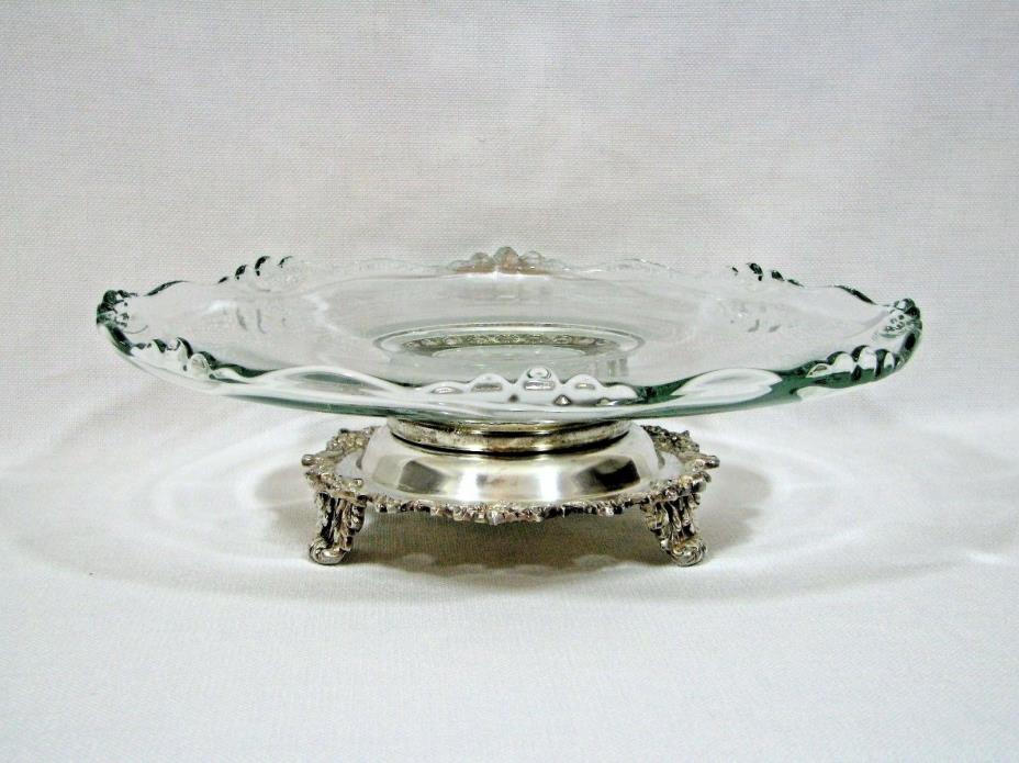 Indiana Glass Village Guild Rotating Cake Plate Lazy Susan Continental Silverpla