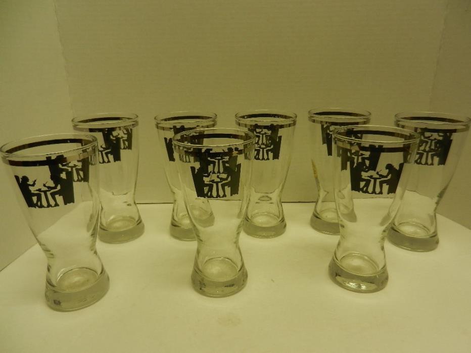 VINTAGE HALL SILHOUETTE PATTERN  GLASSES SET OF 8