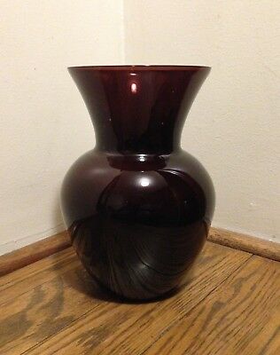 Amethyst Purple Hand-Blown Glass Vase Vintage 7”