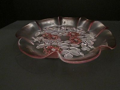 Shallow Glass Bowl with textured floral pattern on the bottom