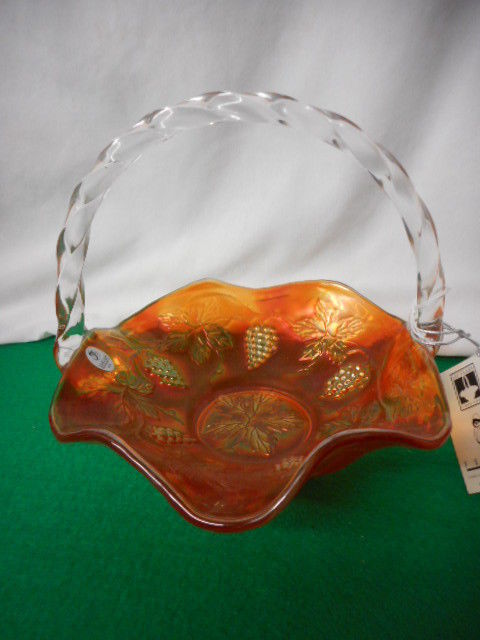 Fenton Art Glass Carnival Glass Basket Grape 8