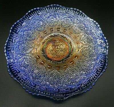 VERY RARE! VINTAGE FENTON BLUE PERSIAN MEDALLION 9 1/2