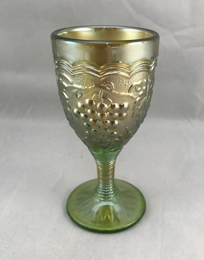 IMPERIAL GRAPE Green Carnival Glass Wine Stem Vintage Antique