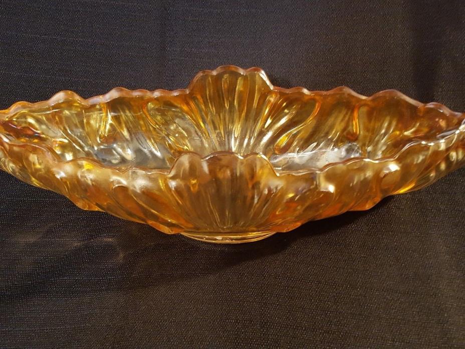 CARNIVAL GLASS VINTAGE AMBER CONSOLE IR FRUIT BOWL