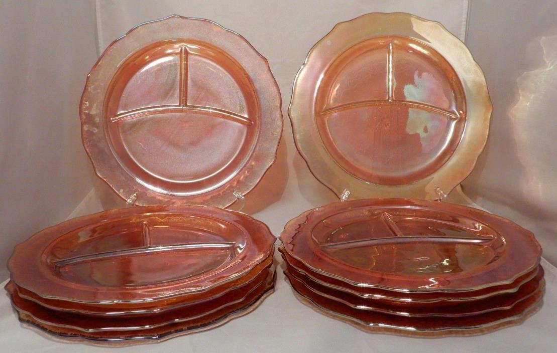 Vintage Marigold Iridescent Carnival Glass Divided Dinner Plate 11