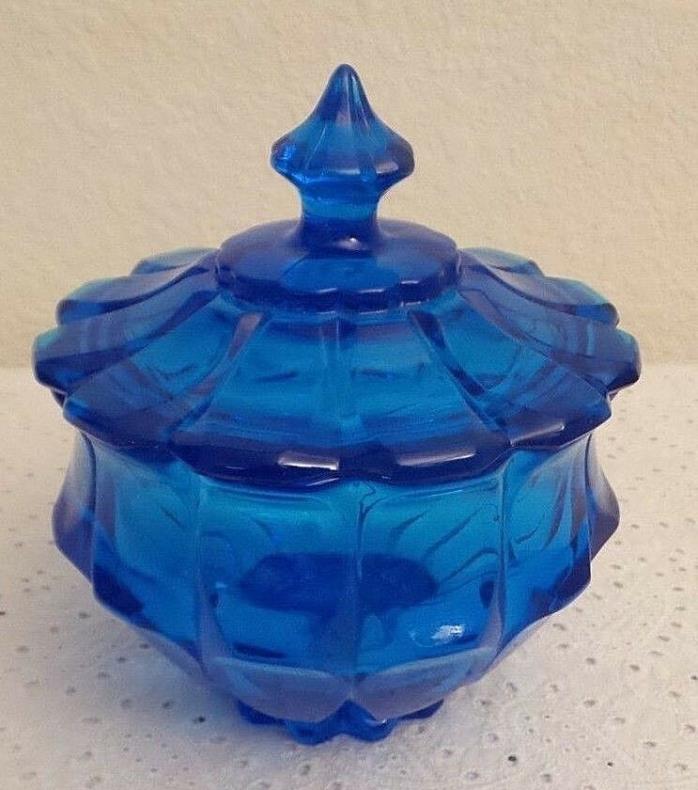 Vintage - Cobalt Blue Heavy Blue Glass Candy Dish with Lid