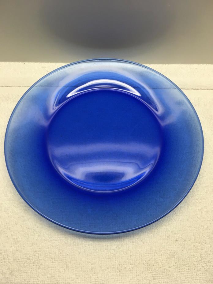 Vintage Cobalt Blue Glass  Dinner Plate 10.5