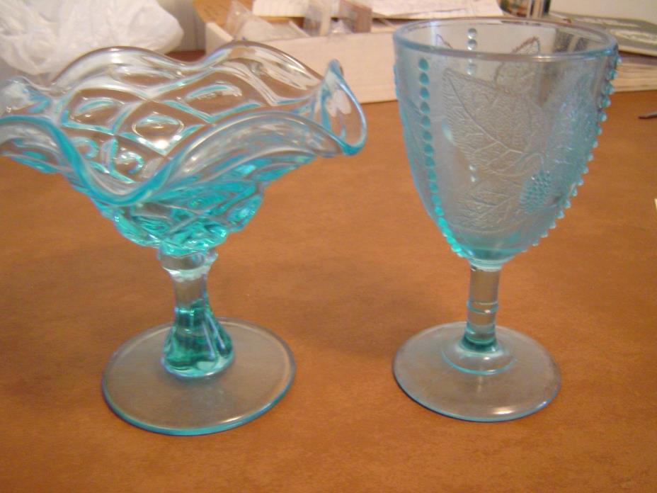 Vintage Light Blue Stemmed Glassware(2)