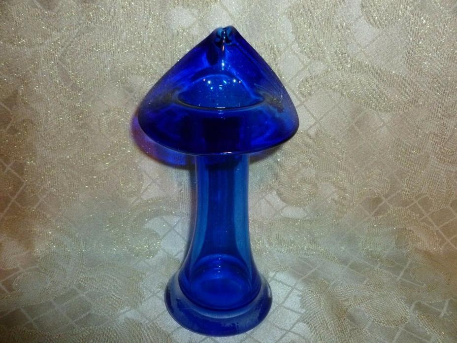 Cobalt Blue Jack In The Pulpit Lily Bud Vase Handmade Glass