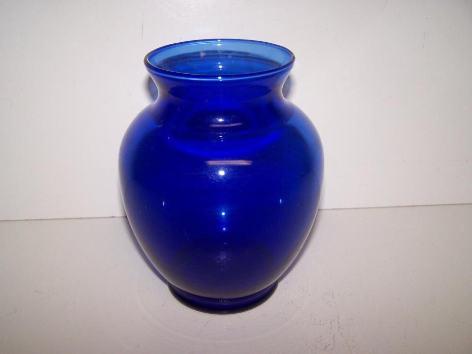 Cobalt Blue Glass Ginger Vase Round  6 1/4