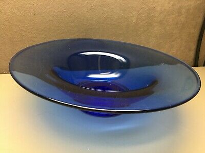 Vintage Cobalt Blue Glass Centerpiece Bowl