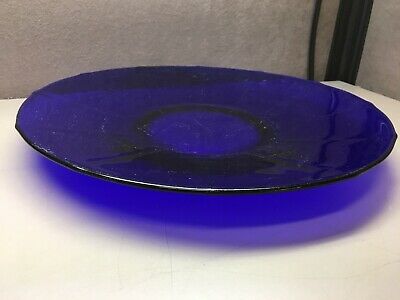 Large Cobalt Blue Glass Centerpiece Serving Plate Platter Tray 13.5