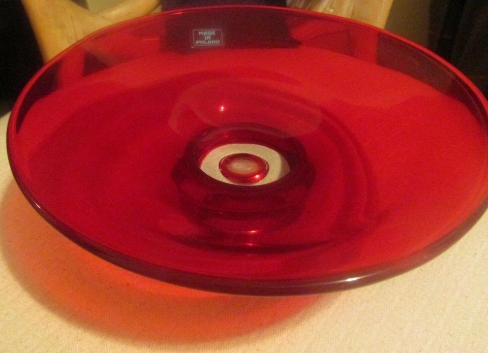 Red Glass Bowl Made in Poland