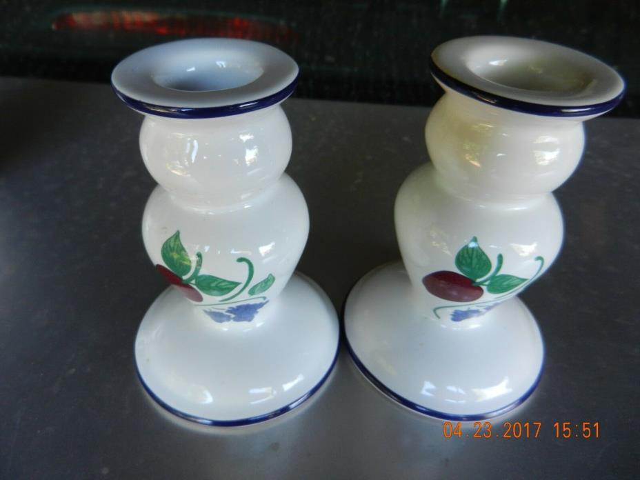 2 Princess House, Orchard Medley Candlestick Holders