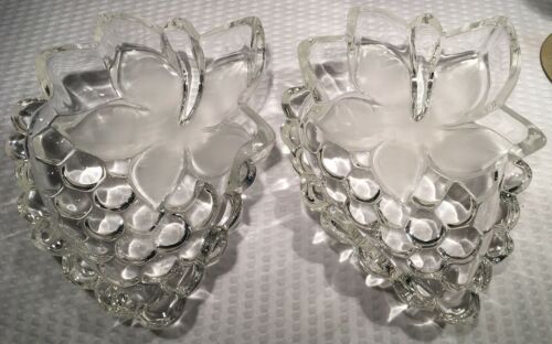 Lot Of 2 ~ MIKASA~HEAVY CLEAR~CRYSTAL~ART GLASS~CANDY/NUT DISH~ GRAPES SHAPE~