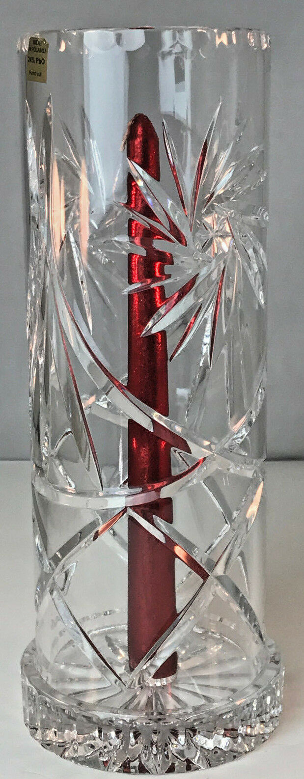 Made In Poland Hand Cut lead Crystal Taper Or Pillar Candle Holder
