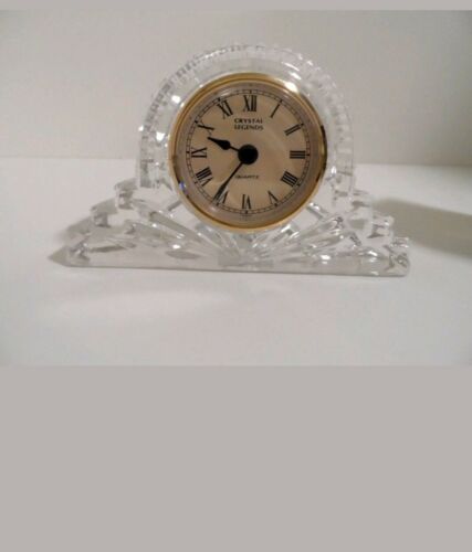 Vintage Crystal Legends By Godinger Glass Lead Crystal Large Mantle Clock NIB