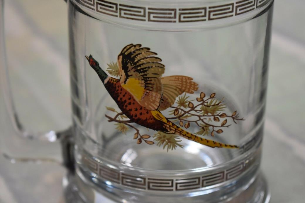 Vintage Princess House Wild Game Series Pheasant Glass Mug Beer Stein