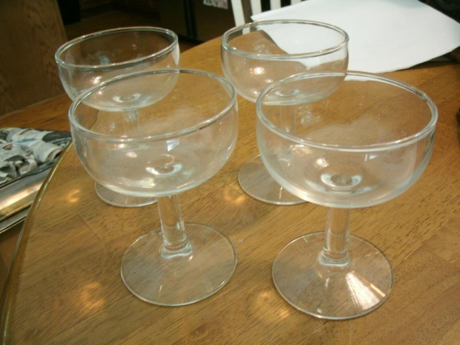 Set of 4 Beautiful Vintage Clear Glass Goblets  -