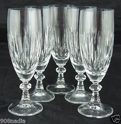 CUT GLASS OR CRYSTAL CHAMPAGNE/WINE GLASSES SET OF 5 GLASSWARE STEMWARE