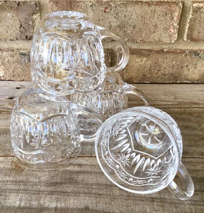 4 Set HTF Cristal d'Arques MONIQUE Punch Cups Crystal Glass Cup - Stunning