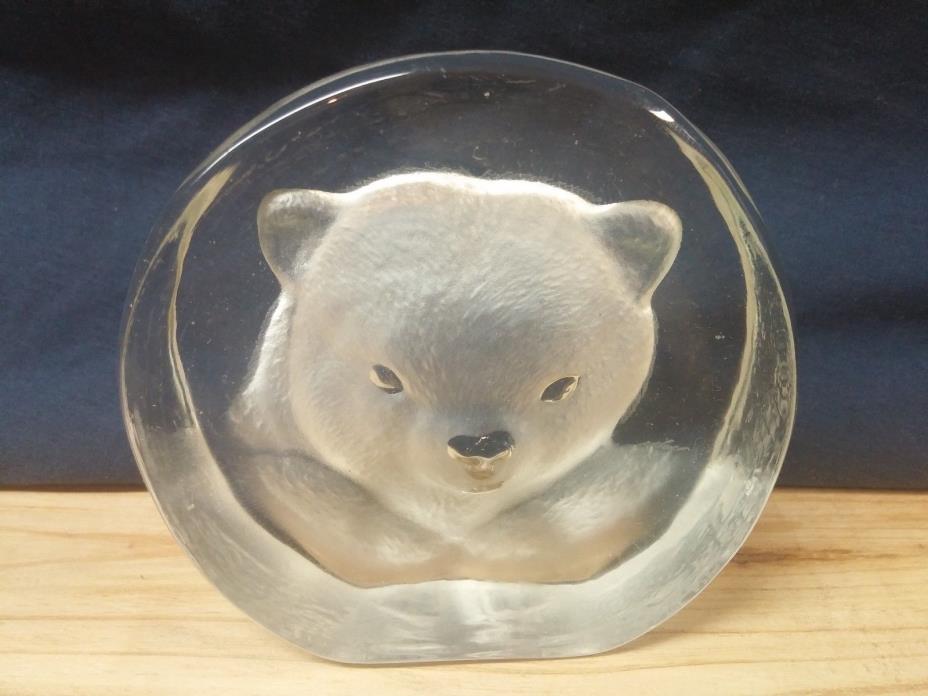 Glass Polar Bear Paperweight Art Decoration Animal Teddy
