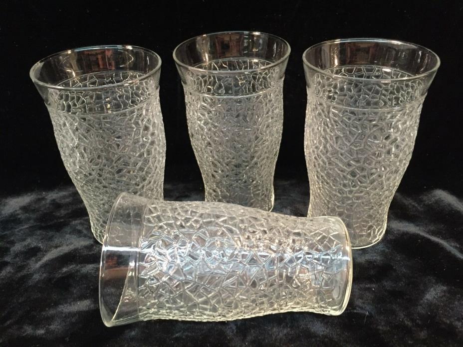 Vintage Clear Crackle Glass Tumblers Set of 4
