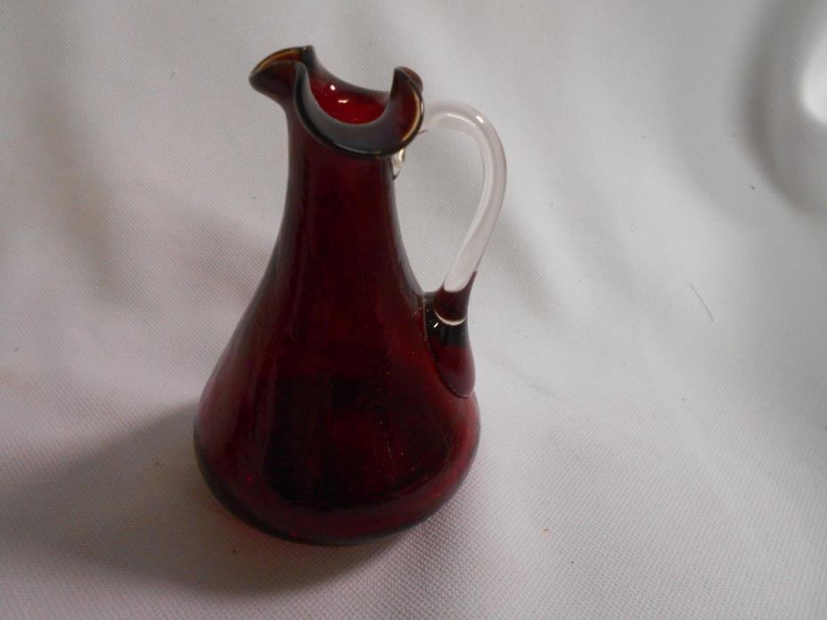 vintage red crackle glass pitcher
