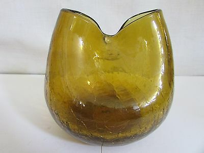 Pilgrim  Crackle Glass Pinched Vase - 1940's-50's
