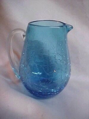 Vintage Crackle Glass Blue Vase