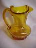 Vintage Crackle Glass Topaz Short Pitcher Vase