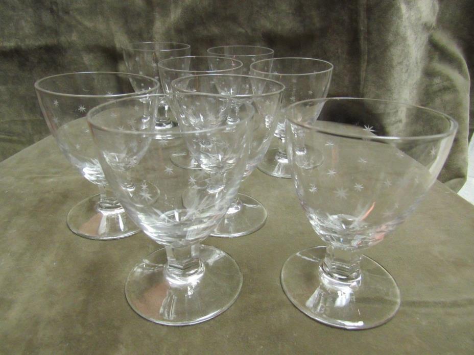 Vintage Val St Lambert Crystal Pully Stars Cut Pattern Wine Glass Circa 1950's
