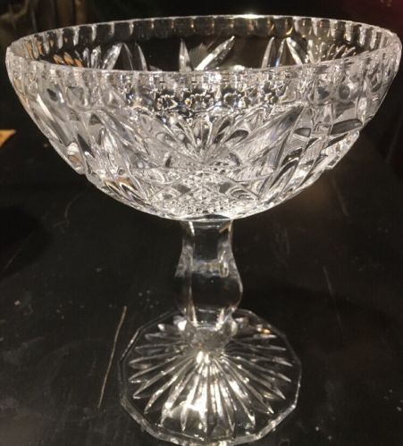 Vnt Cut Lead Crystal Star Pinwheel  Vase Footed Candy Dish Made In Poland *