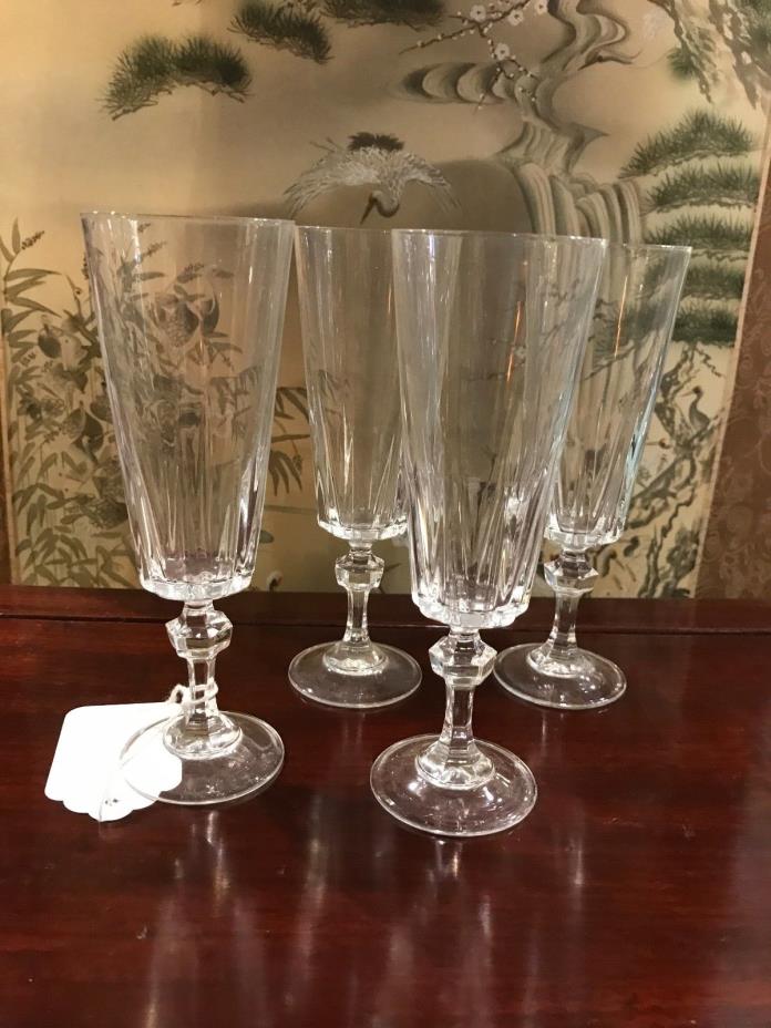 MCM VINTAGE CRYSTAL CHAMPAGNE GLASSES FROM FRANCE TWO MODERN LOOK