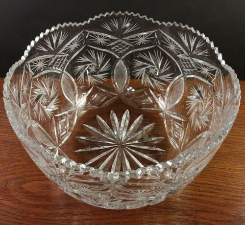 Gorgeous Ornate Brilliant Hobnail Cut Heavy Crystal Bowl 8.5