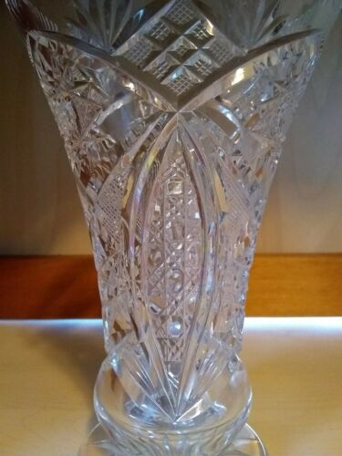 Vintage American Brilliant? Vase Heavy Clear Cut Glass 7