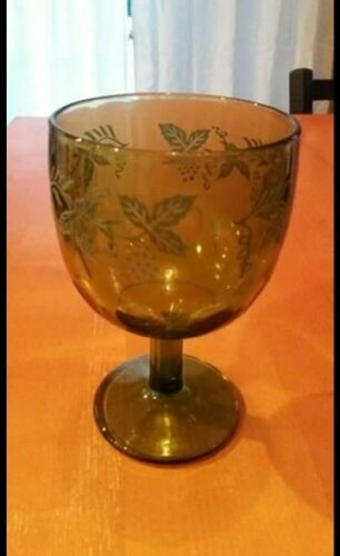 Green Goblet Candy Dish With Grape Vines Leaves. Gorgeous!