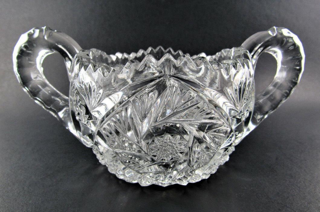 Vintage American Brilliant Crystal Cut Glass Sugar Dish (A2)