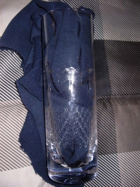VINTAGE Clear Glass Vase Cut/Etched Stage Curtain 8 5/8