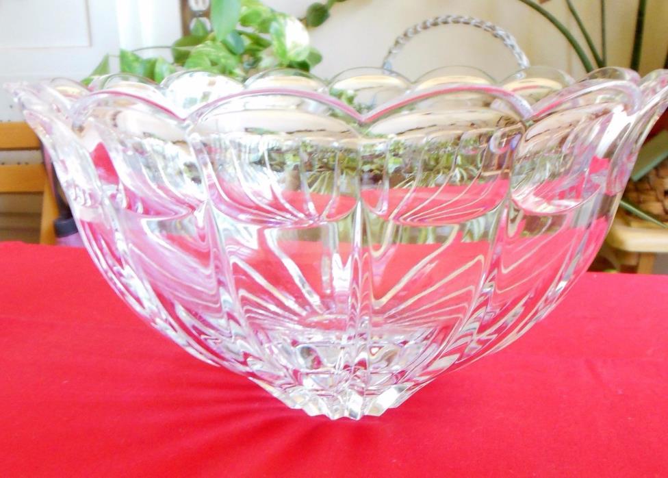 Vintage Clear Cut Crystal Bowl 9½ Inches Diameter Thumbprint Optic